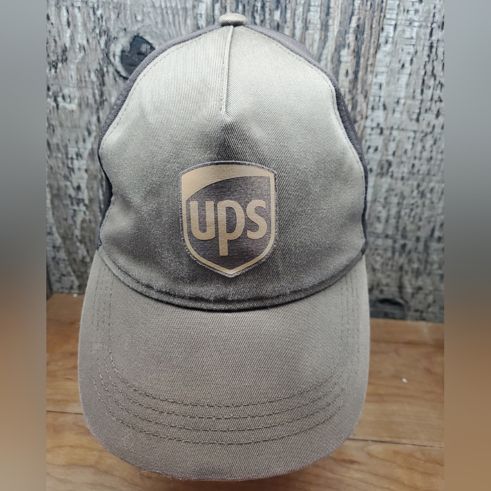 UPS Front Logo Brown Hat Cap Adjustable Strapback w/Terry Cloth Band One Size